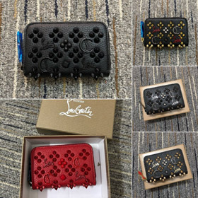 Christian Louboutin CL Spiked Zip Around Wallet-6647  