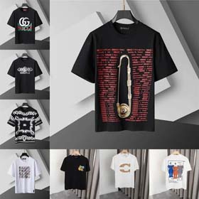 Gucci/Fendi/Versace/Dolce & Gabbana/Moncler/Louis Vuitton Retro fashion brand loose printed short-sleeved top-2018