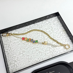 Louis Vuitton LV double chain bead pendant letter gold-decorated belt chain and bag decoration short version-0041