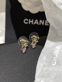 Chanel pink star light gold earrings-3829